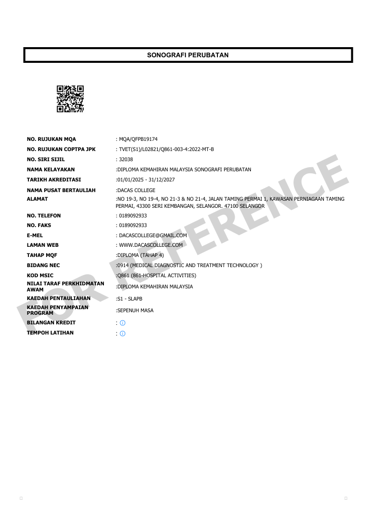 MQR Certificate Dacas College